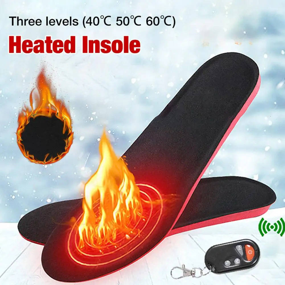Electric Heating Insoles For Winter 2100Mah Rechargeable Remote Control Heated Insole Camping Warm Foot Warmer Can Cut Shoes Pad 240309