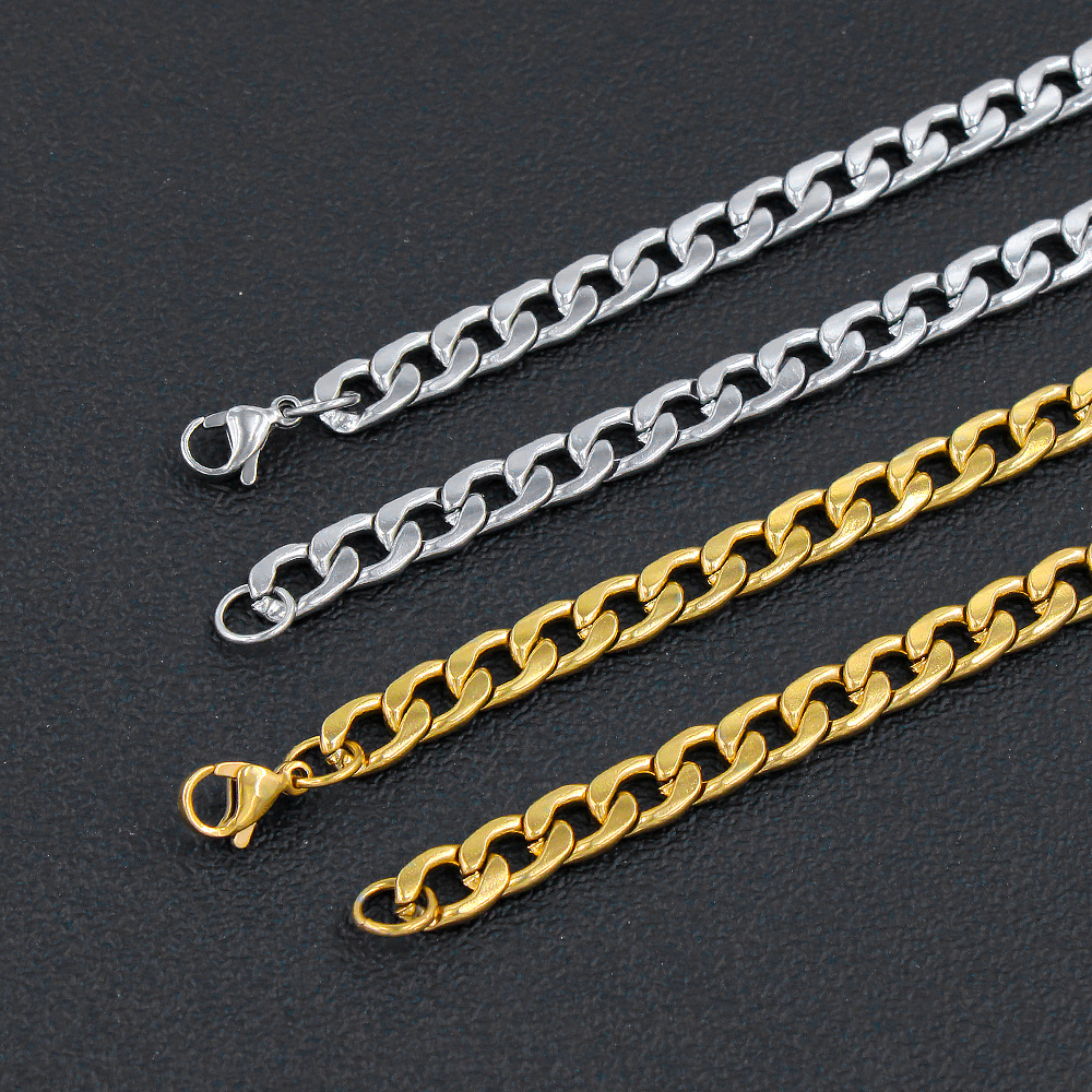 Mens Necklaces NK Curb Link Chains 4/5/6/8mm 18K Gold Plated Stainless Steel Cuban Necklace Women Accessories Fashion Design Hip Hop Punk Jewelry Gift