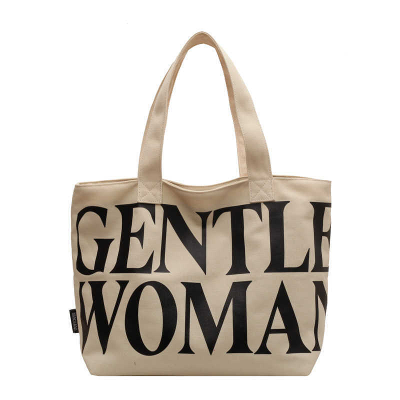 Fashion Canvas Bags Gentle Woman Tot Mommy Bag Letter Printed Designer Bag Simple Shoulder Trendy Large Capacity Shopping Bags