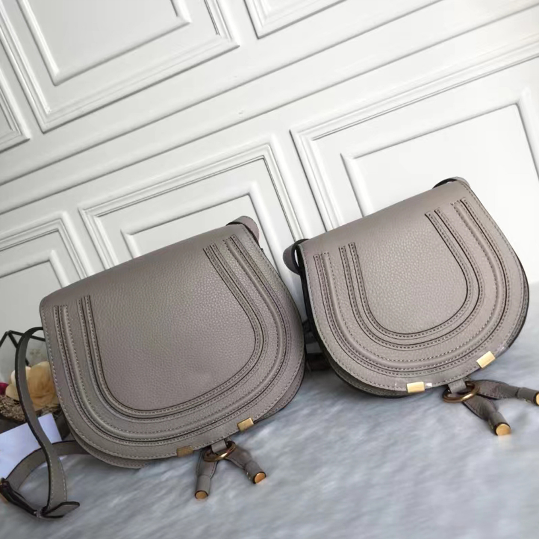 top quality 10A Marcie saddle bag luxury designer bag grained genuine leather shoulder bag fashion women casual shopping handbag crossbody purse