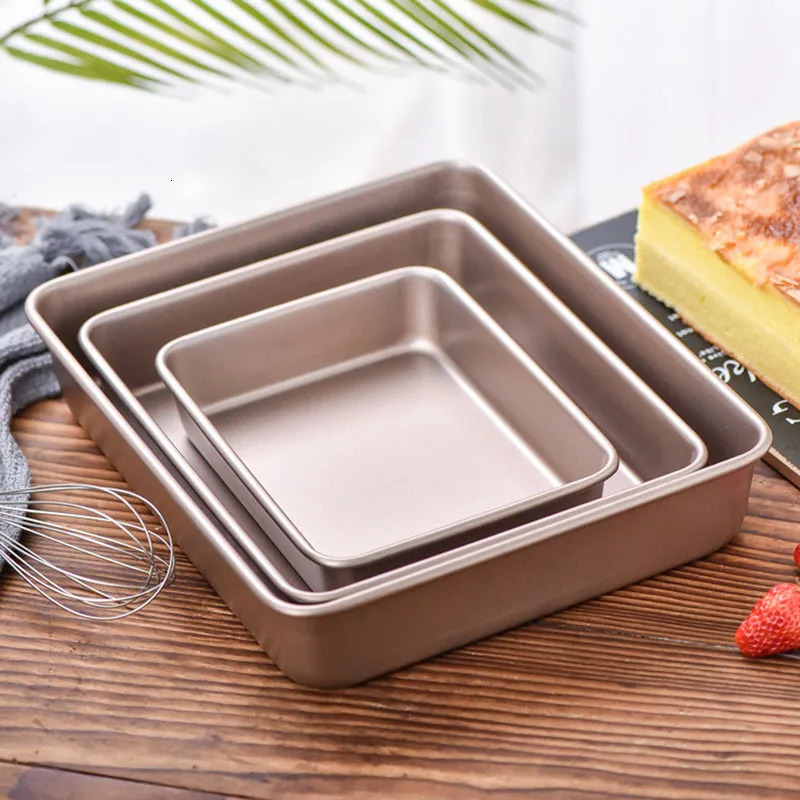 Thicken Carbon Steel Golden Baking Tray Nonstick Square Oven Cake Bread Pastry Pans Biscuits Bakeware Mold Kitchen Cooking Tools 240318