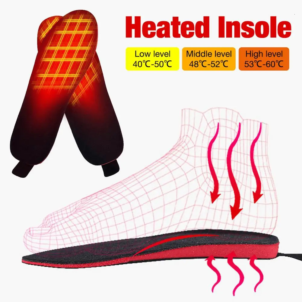 Electric Heating Insoles For Winter 2100Mah Rechargeable Remote Control Heated Insole Camping Warm Foot Warmer Can Cut Shoes Pad 240309