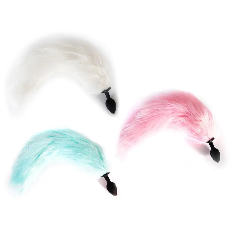 LED Light Anal Butt Plug Silicone Insert Stopper Smooth Anus Adult Sex Toy Game Cosplay with Faux Fox Tail 240312