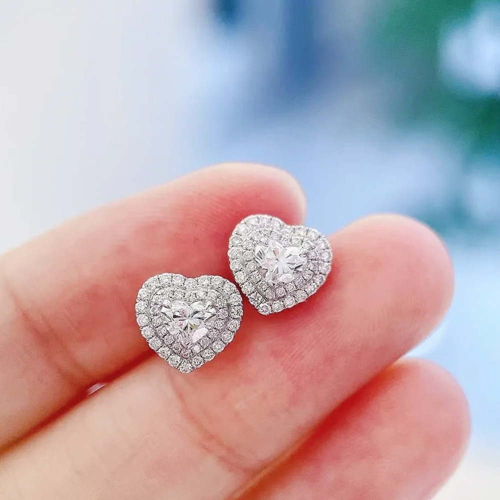 Pear Cut White Topaz CZ Dia Gemstone Stud Earrings - Sterg Sier Jewelry, Women's Heart Earring Gift
