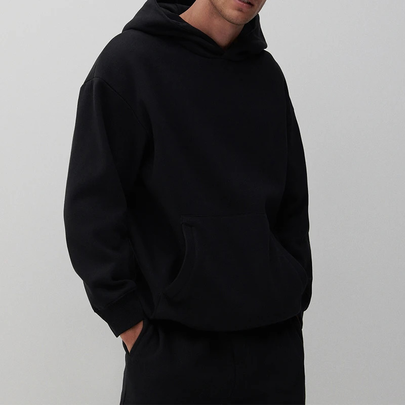 400GSM Oversized Frency Terry Autumn Winter Casual Cotton Men Woven High Quality Top Solid Color Hoodies Sweatshirt Streatwear 240321