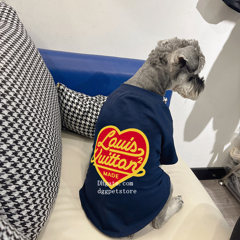 Designer Dog Clothes Classic Letters Dog T Shirts Cotton Dog Shirts Hearts Print Funny Graphic Small Dog Apparel Puppy Vest Gift for Boys Girls Dog Valentine's XXL Y91