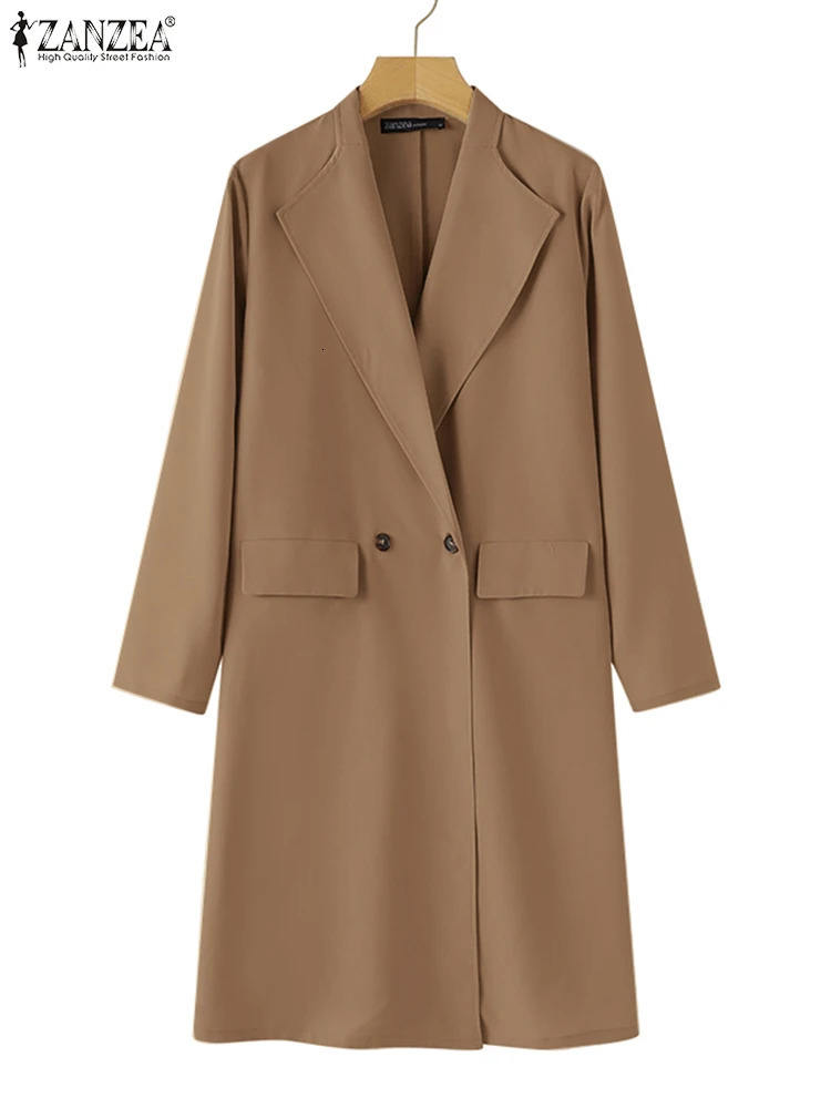 ZANZEA Fashion Work OL Blazer Woman Long Sleeve Lapel Neck Jackets Autumn Elegant Button Down Outwear Vintage Solid Coats 240318