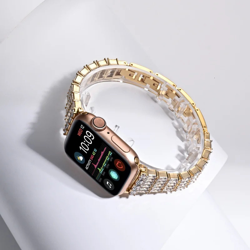 Diamond Strap For Watch Band 44mm 40mm Fran-39k Metal Bracelet for iwatch series 6 SE 5 4 3 2 42mm 38mm Women wrist strap 240311