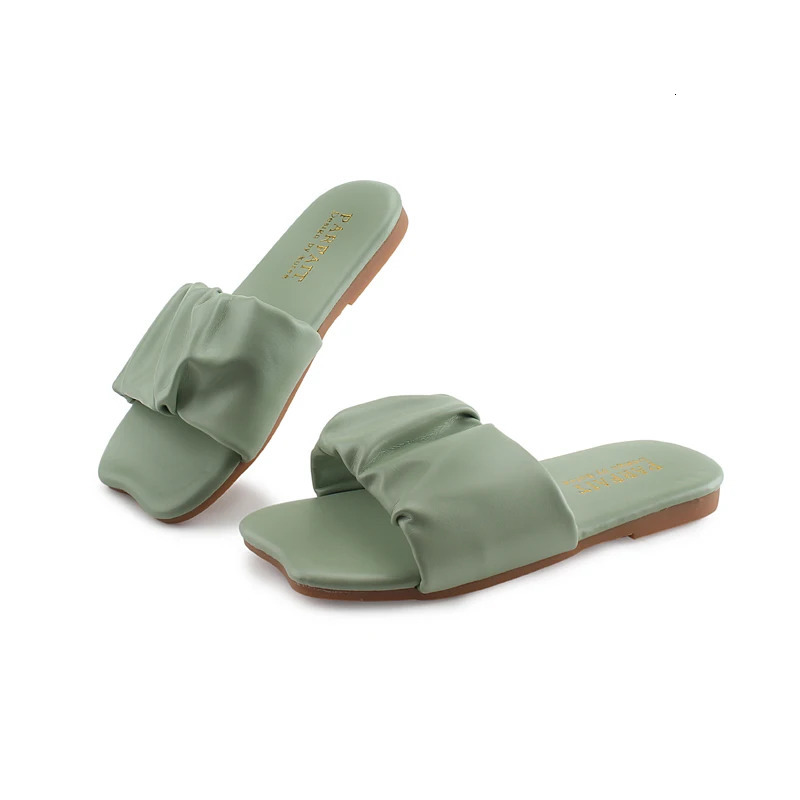 Girls Sandals Slides Kids Summer Beach Sandals Pleated Ruffles Princess Sweet Kids Slippers for Bath Swimming Indoor Outdoor 240311