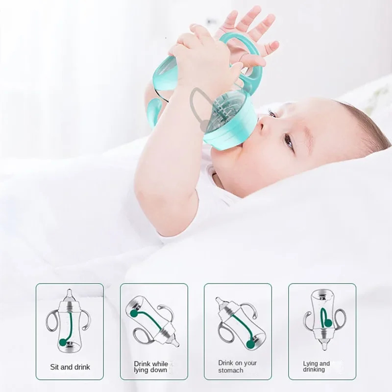 Anti-Choke Baby Bottle With Grip Wide-Caliber Feeding Bottles fpr born Dring Cup Dual Use Infant Milk Water Drinking Bottle 240315