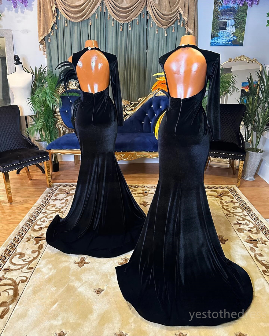 2024 Plus Size Aso Ebi Prom Dresses for Black Women Feathered Promdress Evening Dresses Sexy High Split Beaded Birthday Dress Engagement Reception Gow