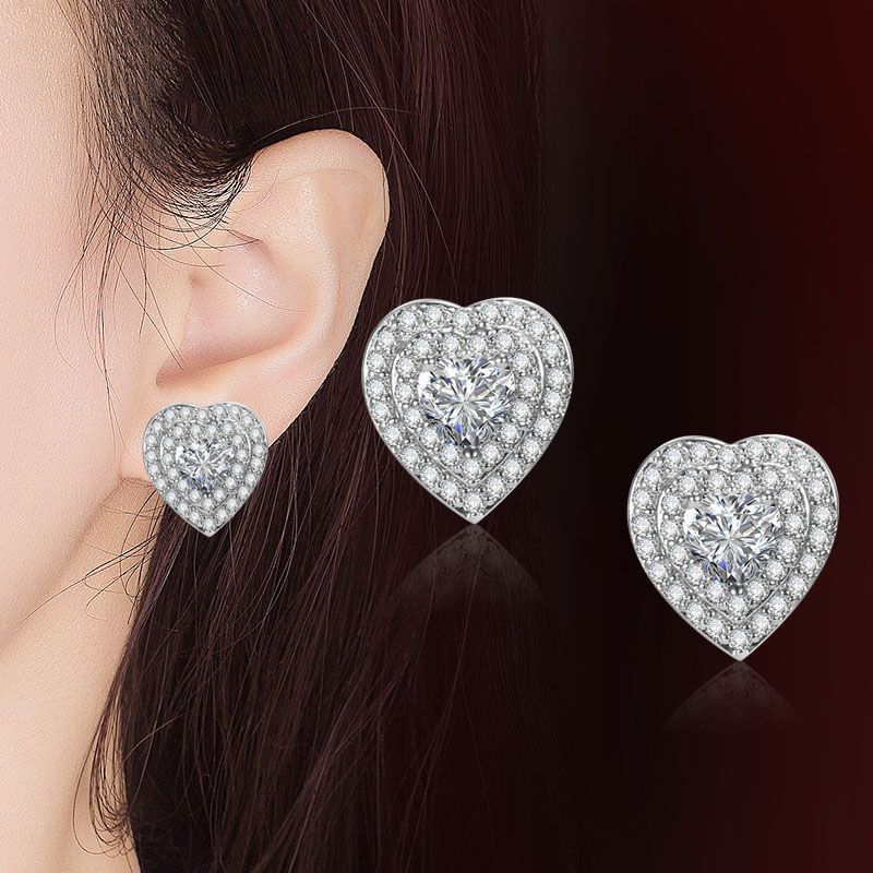 Pear Cut White Topaz CZ Dia Gemstone Stud Earrings - Sterg Sier Jewelry, Women's Heart Earring Gift