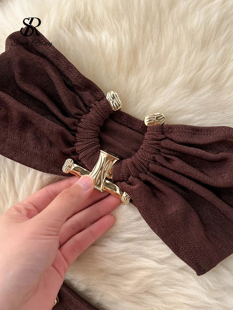 SINGREINY Irregular Women Summer Sets 2023 Party Slim Solid Elastic Waist Split Elegant Ladies Romantic Sexy Two Piece 240315