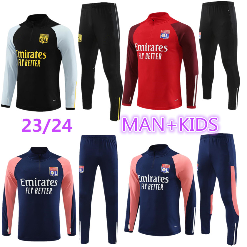 2023 2024 kids and adult tracksuit soccer 23 24 Maillot de football AOUAR DENBELE MEMPHIS training suit man set