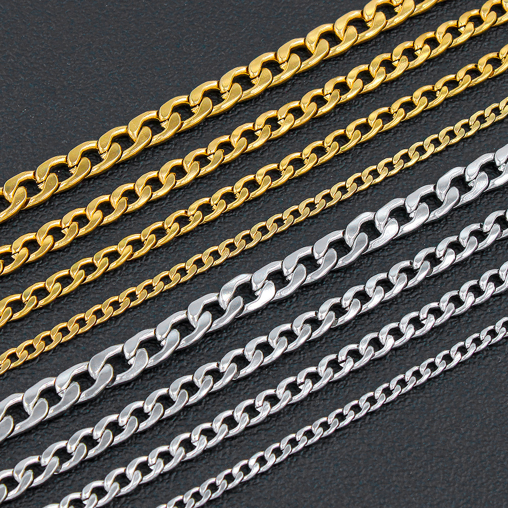 Mens Necklaces NK Curb Link Chains 4/5/6/8mm 18K Gold Plated Stainless Steel Cuban Necklace Women Accessories Fashion Design Hip Hop Punk Jewelry Gift