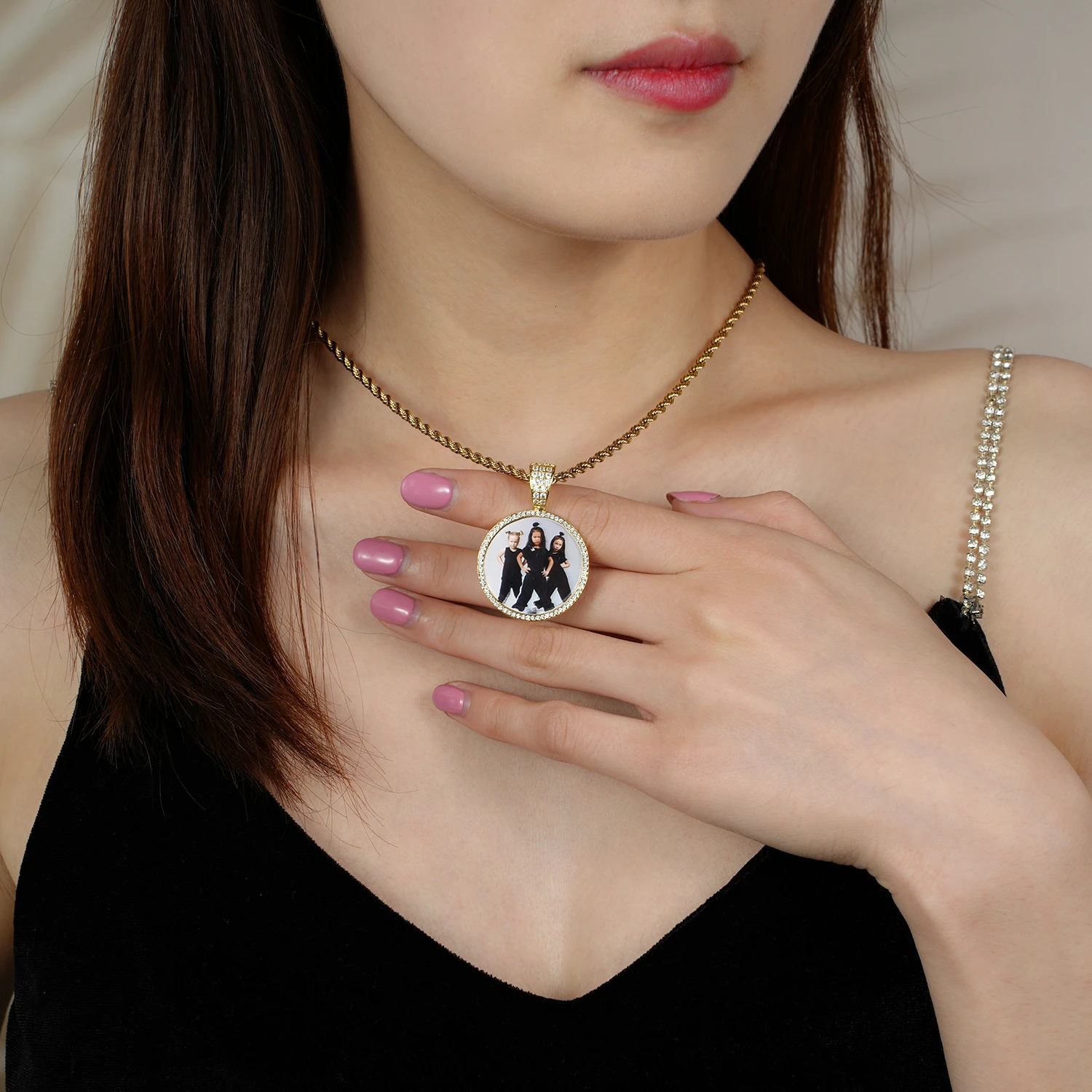 Custom Po Pendant Necklace Personalized Hip Hop Jewelry Gifts For Women Men 18K Gold Plated Stainless Steel Memory 240309