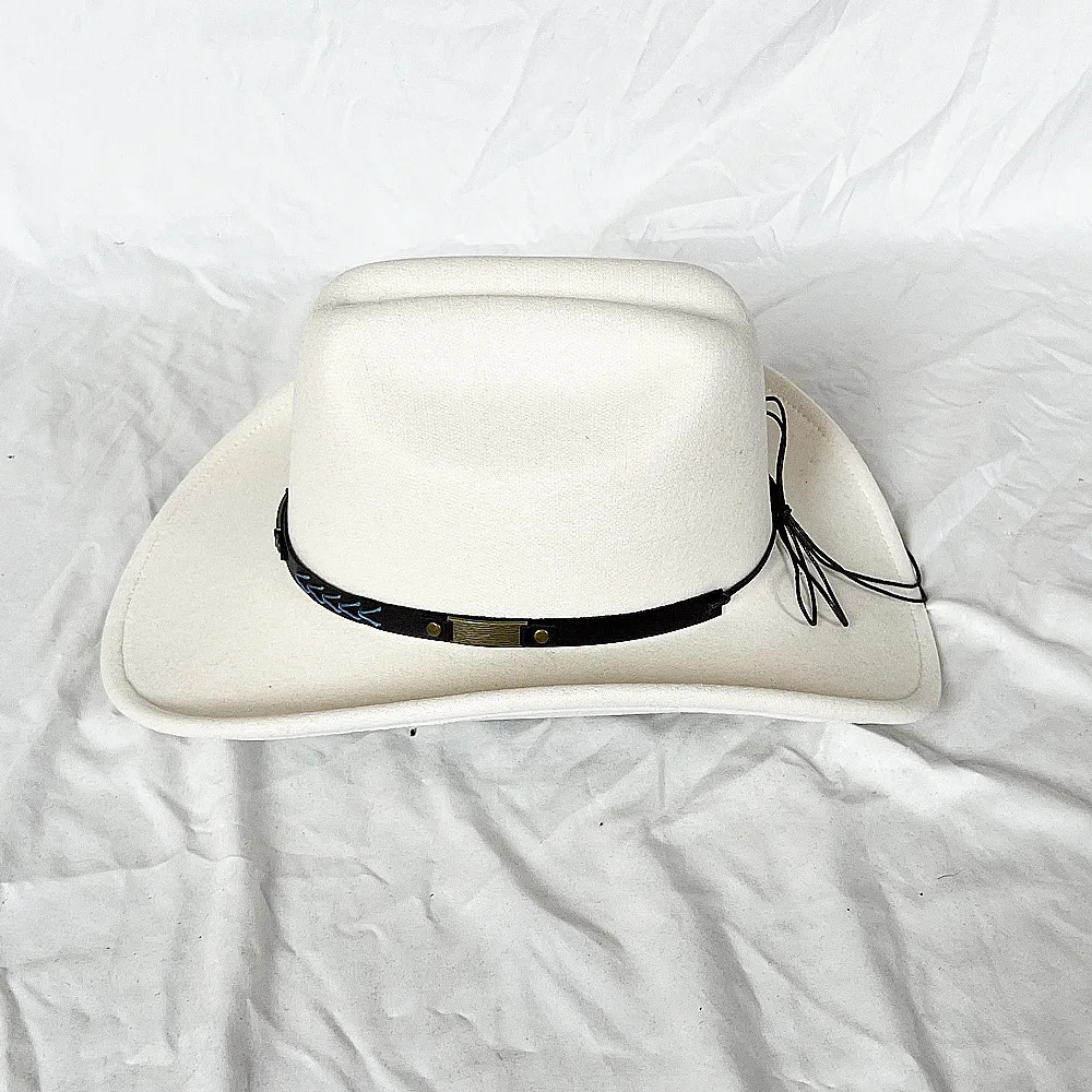 Winter Autumn Mens Western Women Cowboy Hat For Gentleman Lady Cowgirl Jazz Hat Wide Brim Felt Fedora Hat Sombrero Hombre 240314