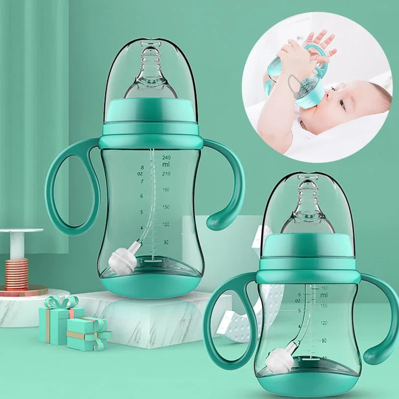 Anti-Choke Baby Bottle With Grip Wide-Caliber Feeding Bottles fpr born Dring Cup Dual Use Infant Milk Water Drinking Bottle 240315