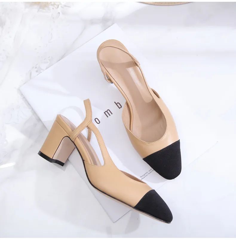 Dress Shoes designer dress channel shoes luxury sandals fashion chunky heel slingbacks sandal for women ballet flat boat shoe apricot sole french low fla J240701