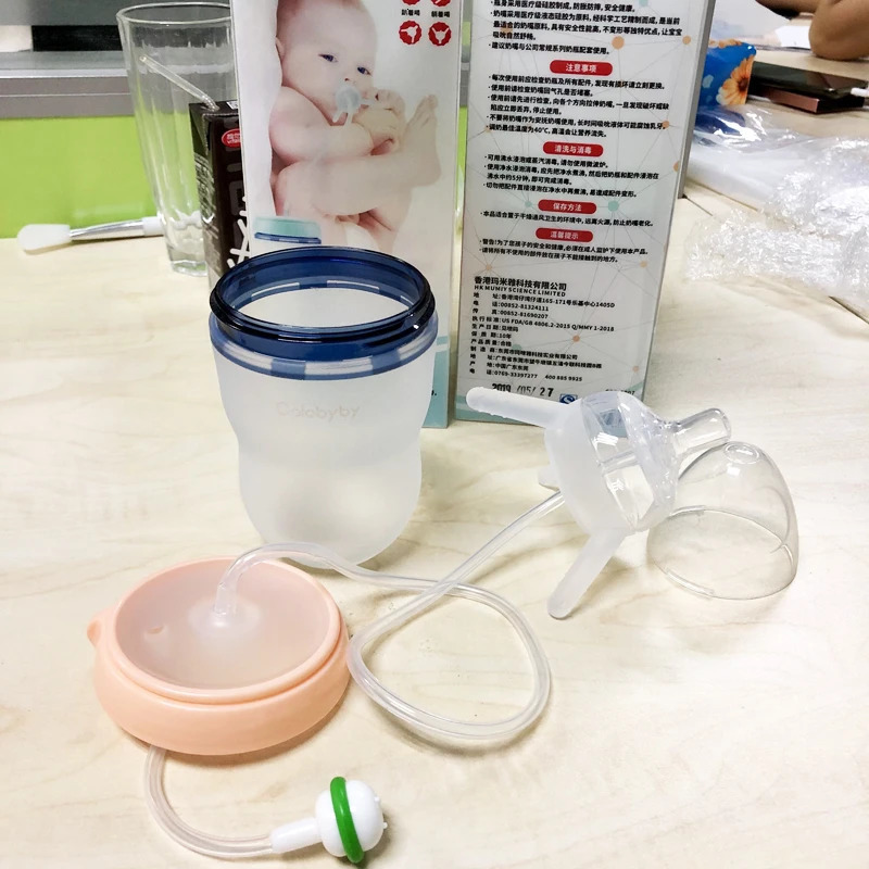 Silicone Baby Feeding Bottle Kids Cup Children Training Water with Long Straw Separation Anti-fall born 240315