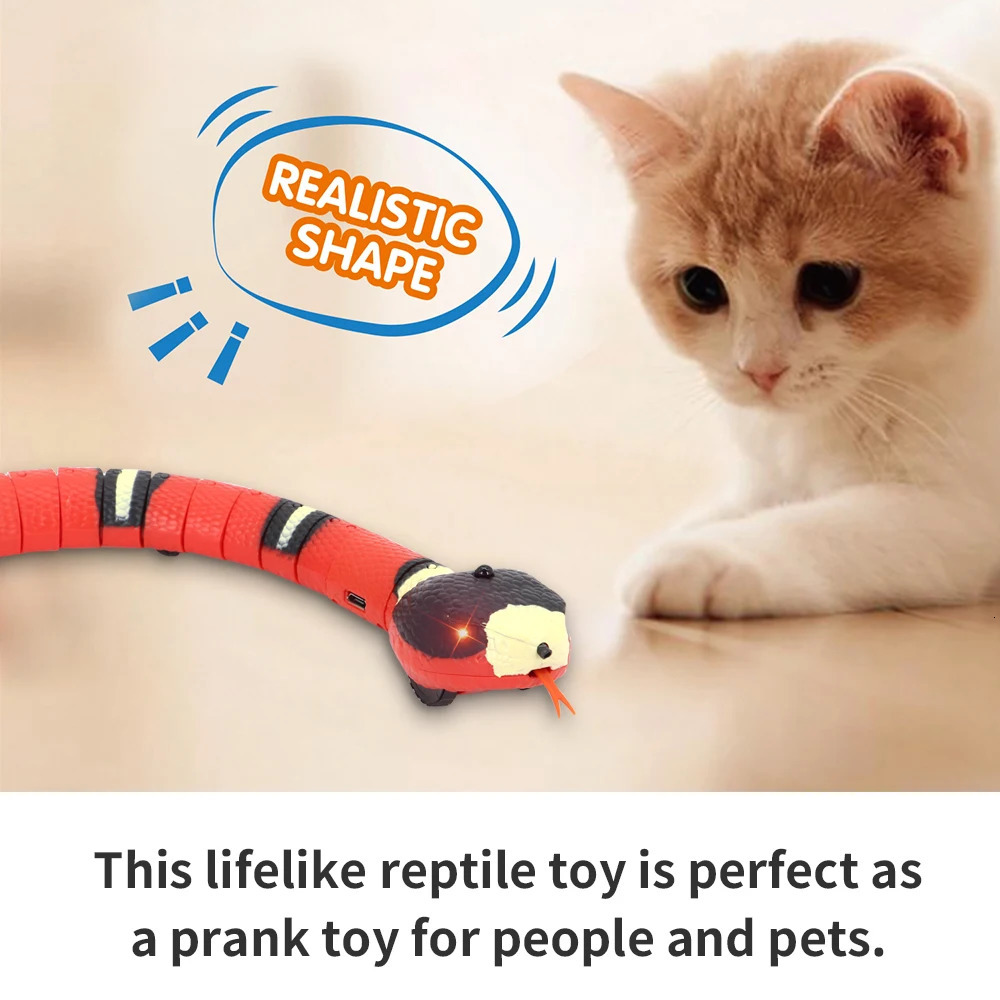Smart Sensing Interactive Cat Toys Automatic Eletronic Snake Cat Teasering Play USB Rechargeable Kitten Toys for Cats Dogs Pet 240315