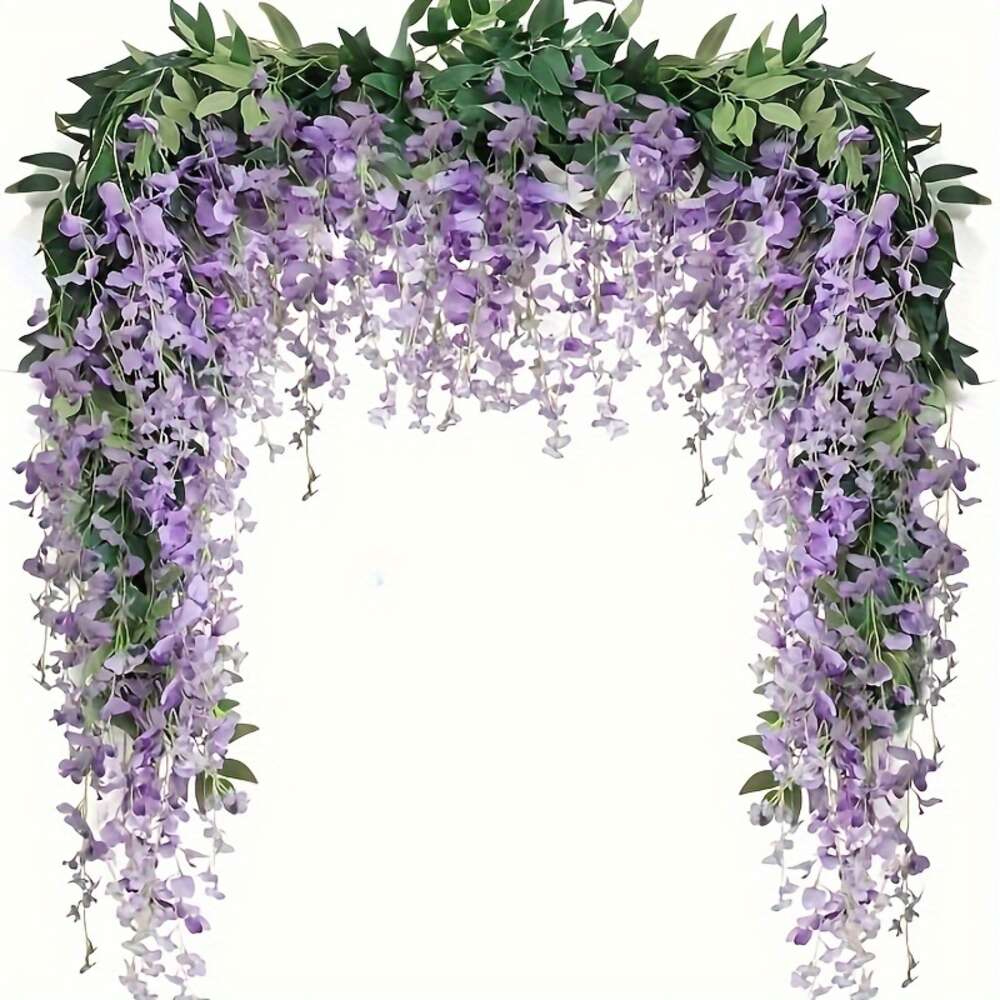 3pcs Flowers Artificial Wisteria Vine Hanging Flower Greenery Garland, Perfect for Garden Outdoor Wedding Arch Floral Spring Summer Home Decor, A