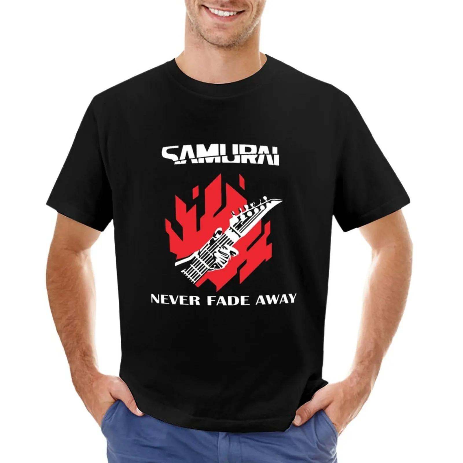 Cyberpunk T-Shirts Samurai Never Fade Away T-Shirt custom t shirts tops Short t-shirt plain white t shirts men 240319