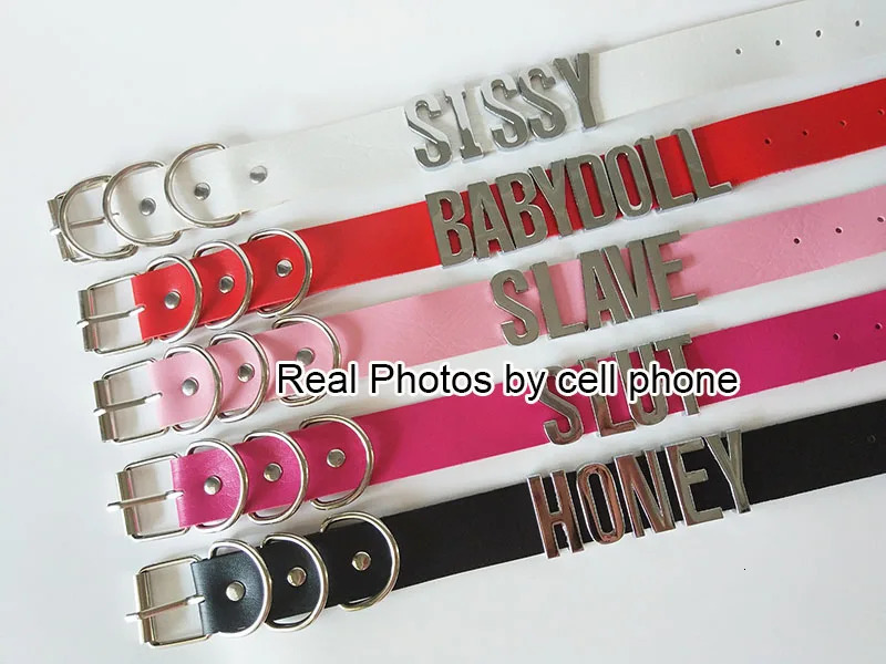 Goth Big Babydoll Letter Necklace PU Leather Wide Choker Collar For Women Mens Fashion Party Sexy Jewelry Gifts Custom Name DIY 240315