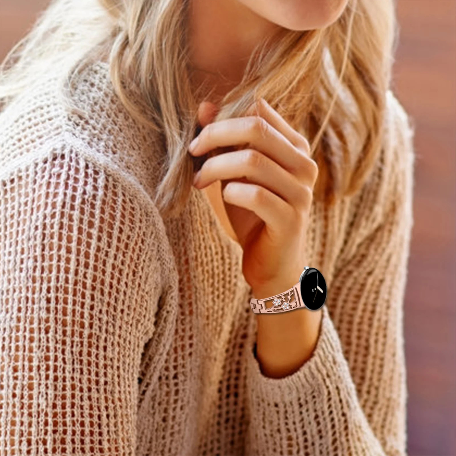 Diamond Stainless Steel Strap for Google Pixel Watch Band Plum Blossom Metal Men Women Bling bracelet for pixel watch Straps 240311