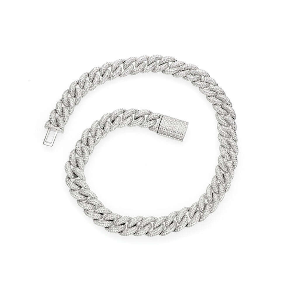 S925 Sterling Silver d Color Vvs1 Moissanite Necklace Fashion European and American Hip Hop 15mm Cuban Chain