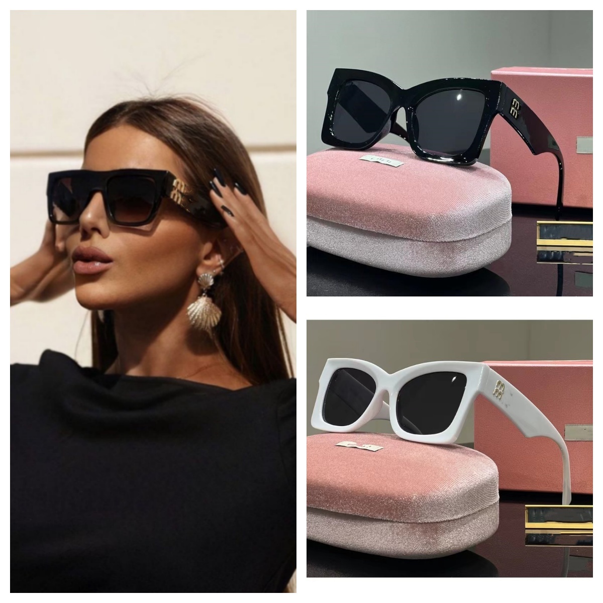 Sunglasses Designer Womens Oval Frame Glasses Uv Hot Selling Property Squared Sunglasses Metal Legs Mu Letter Design Eyeglasses High Quality H241105 KPDY