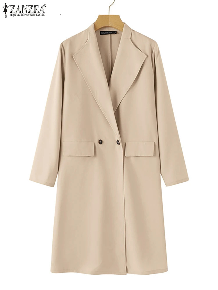 ZANZEA Fashion Work OL Blazer Woman Long Sleeve Lapel Neck Jackets Autumn Elegant Button Down Outwear Vintage Solid Coats 240318