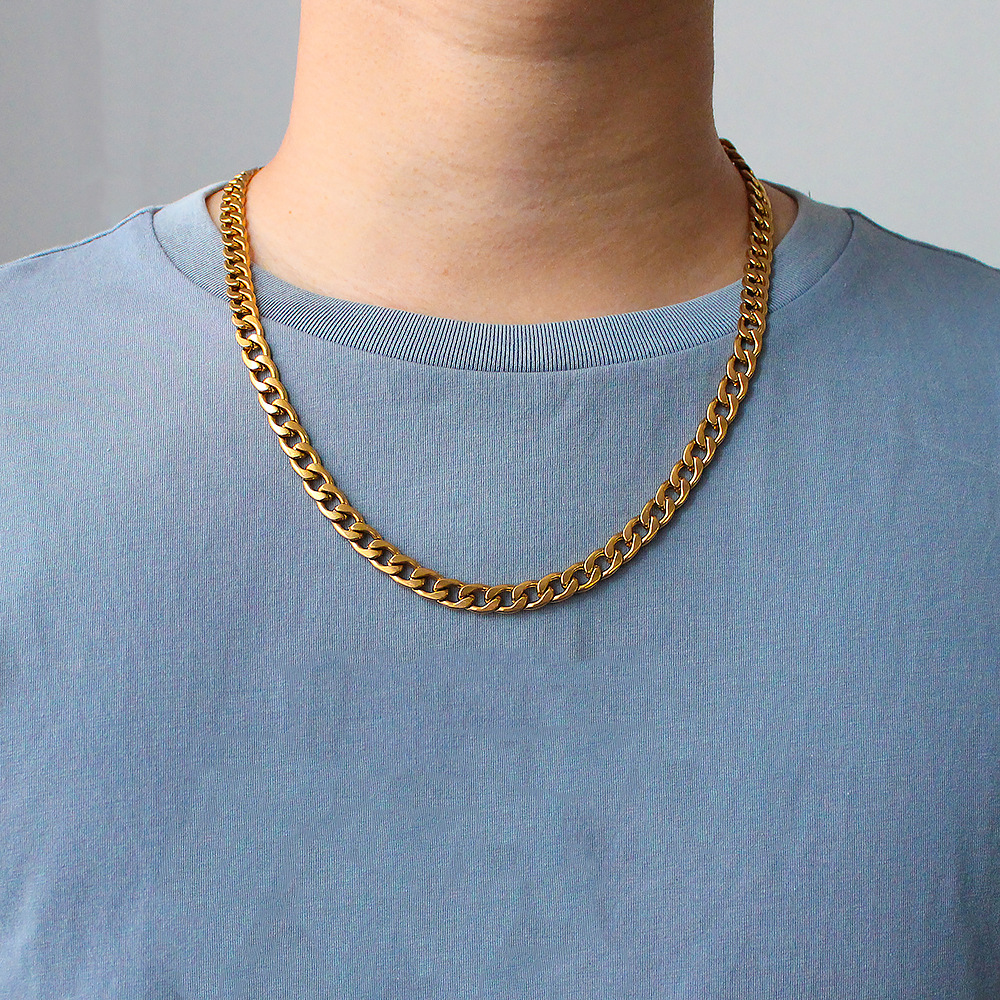 Mens Necklaces NK Curb Link Chains 4/5/6/8mm 18K Gold Plated Stainless Steel Cuban Necklace Women Accessories Fashion Design Hip Hop Punk Jewelry Gift