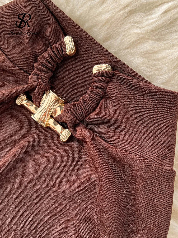 SINGREINY Irregular Women Summer Sets 2023 Party Slim Solid Elastic Waist Split Elegant Ladies Romantic Sexy Two Piece 240315