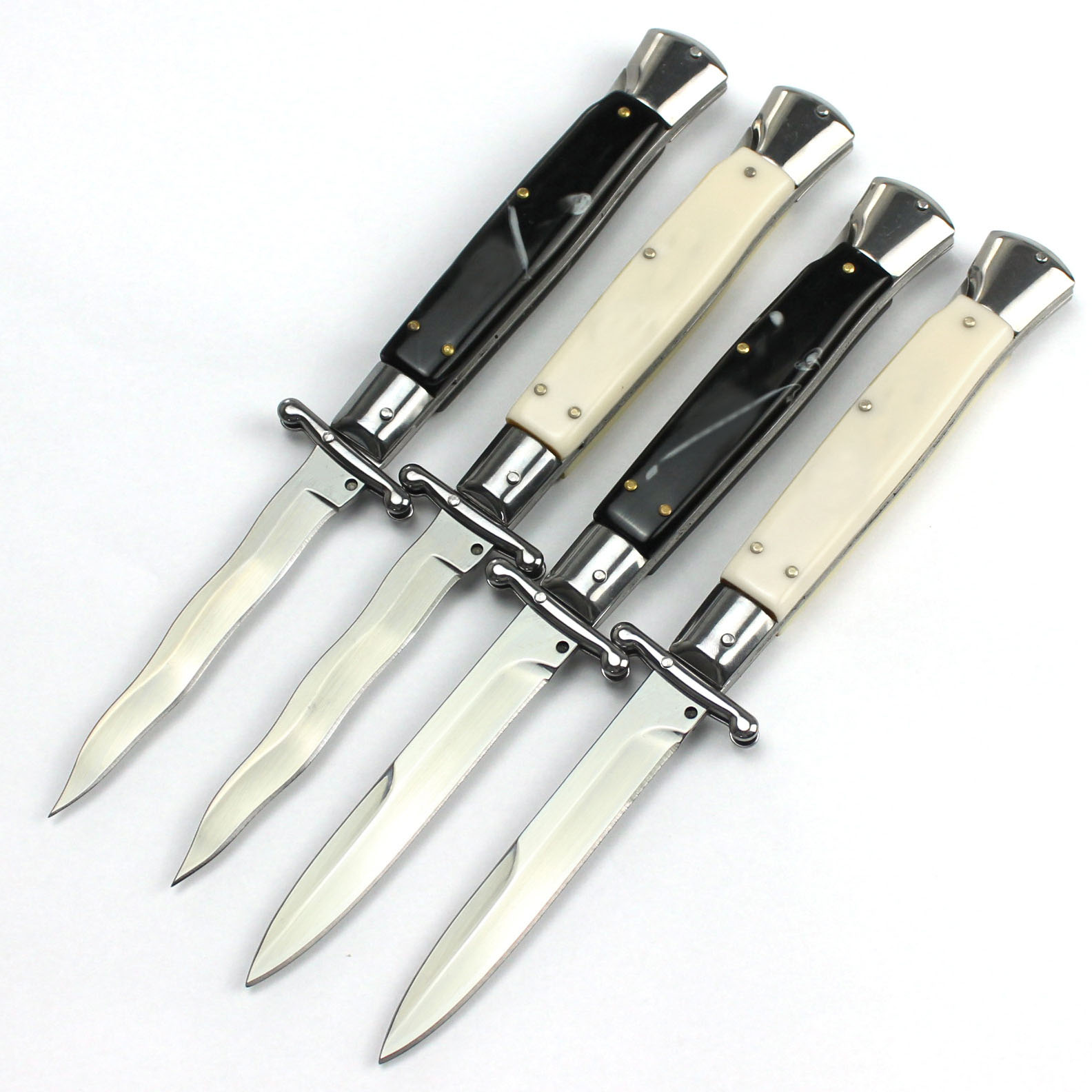 4Models 10'' Stiletto Mafia Knife 440C Blade Resin Handles Pocket Knives EDC Tools