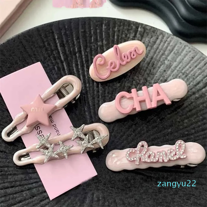 Headwear Hair Accessories Girls Hair Clips Star Y2k Hair Accessories Women Duckbill Clip Pink Alloy Rhinestone Hairpins Kids Barrettes Fashion Ornamen