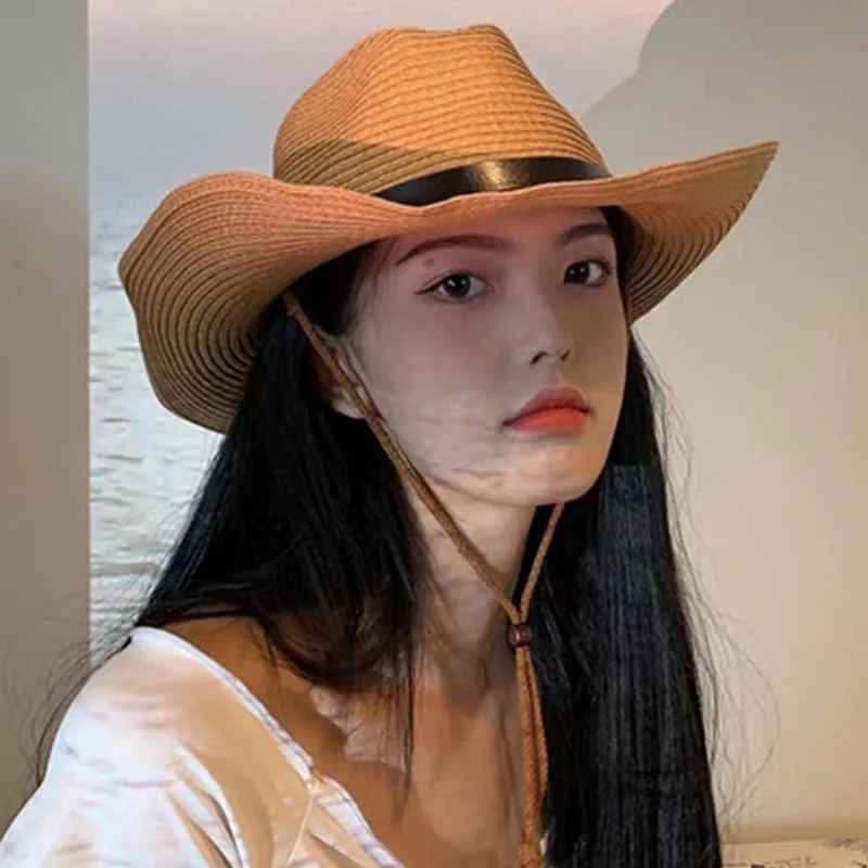 Large Size 62cm Foldable Jazz Straw Hat Men and Women Summer Beach Lanyard Sunscreen Outdoor Sports Sun Wholesale 240309