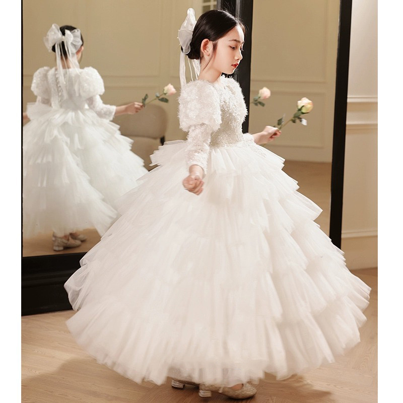 2024 white Flower Girl Dresses For Weddig Spaghetti Lace Floral Appliques Tiered Skirts Girls Pageat Dress ball gow tutu Kids Birthday Bridesmaids For