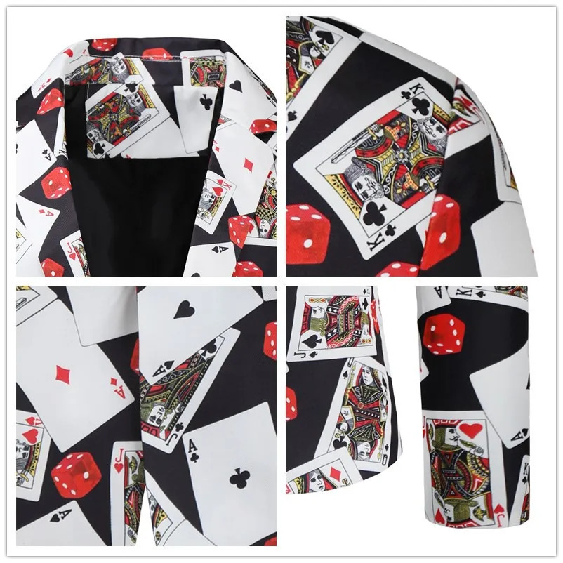 Mens Blazer Jacket Coats Playing Cards Poker 3D Print Party Dress Suit Costume Homme De Luxe Men Clothings Veste Pour Homme 240318