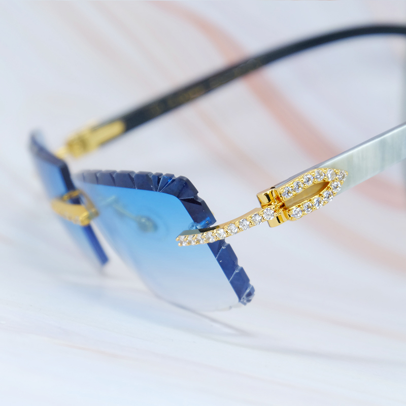 Moissanite Genuine Marble Buffalo Horn Sunglasses Diamond Cut Natural Horn Desinger Sun Glasses Luxury Carter Mens Decoration 012 Shades Eyewear