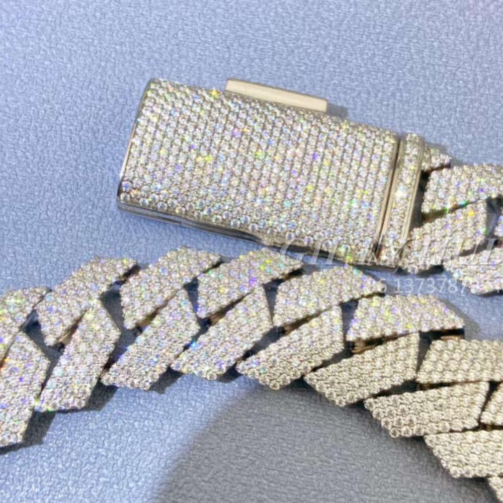 Luxury Newest 10k 14k 18k Solid Gold Iced Out 14mm Vvs Moissanite Diamond Cuban Link Chains Necklace Hip Hop Mens Jewelry