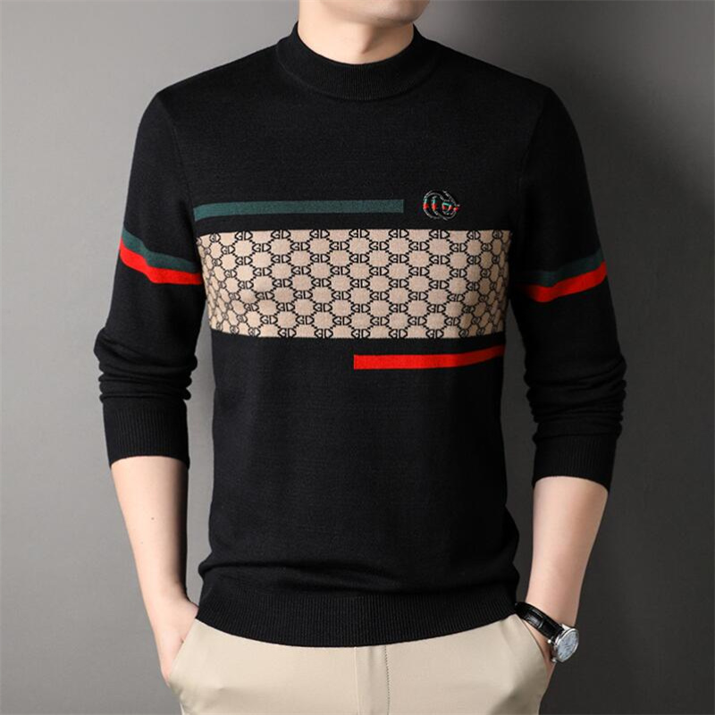 New 2024 Luxury Style Spring Autumn New Style Men's Women Long Sleeved T-shirt trend knitted base coat for men's Autumn Wear Sweater Size M-4XL