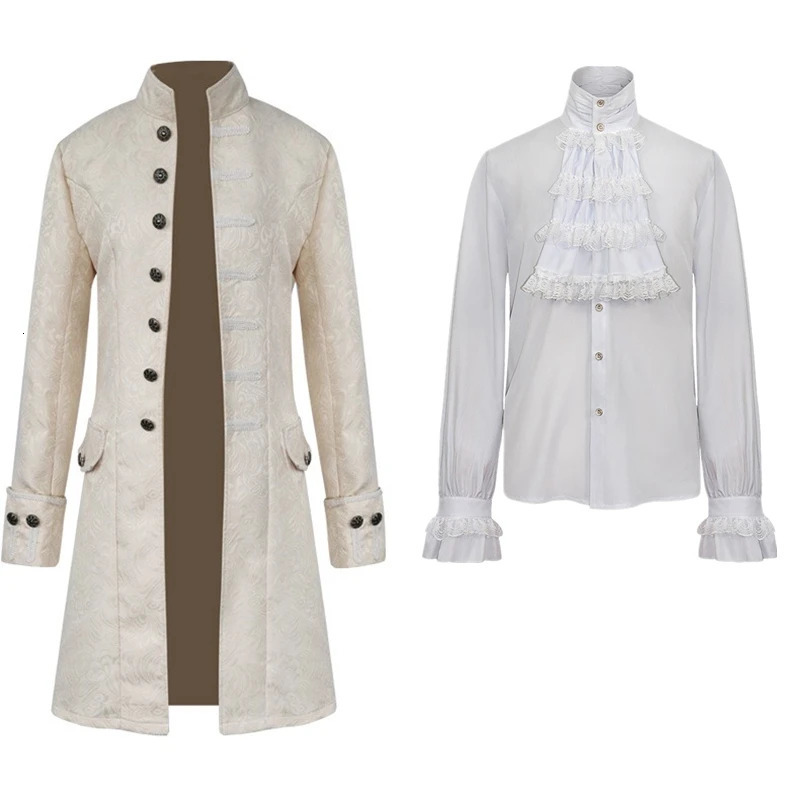 Sell Spring Adult Man Victorian Medieval Steampunk Trench Coat Renaissance Jacket Halloween Prince Costume Performance cloth 240408