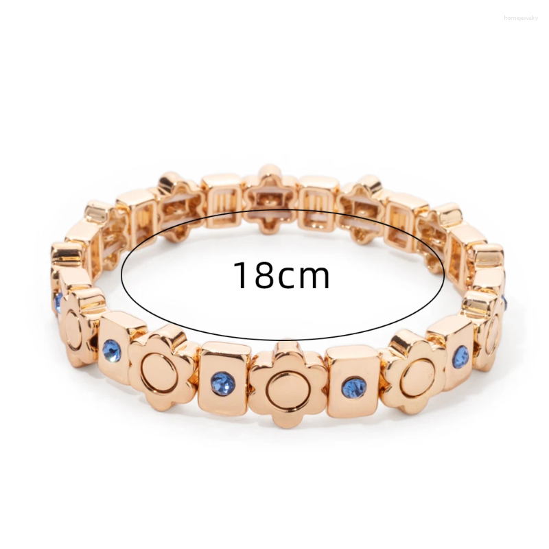 Strand Alloy Dice Beads Inlaid Rhinestone Bracelet Boho Enamel Flower Elastic 2024 Women