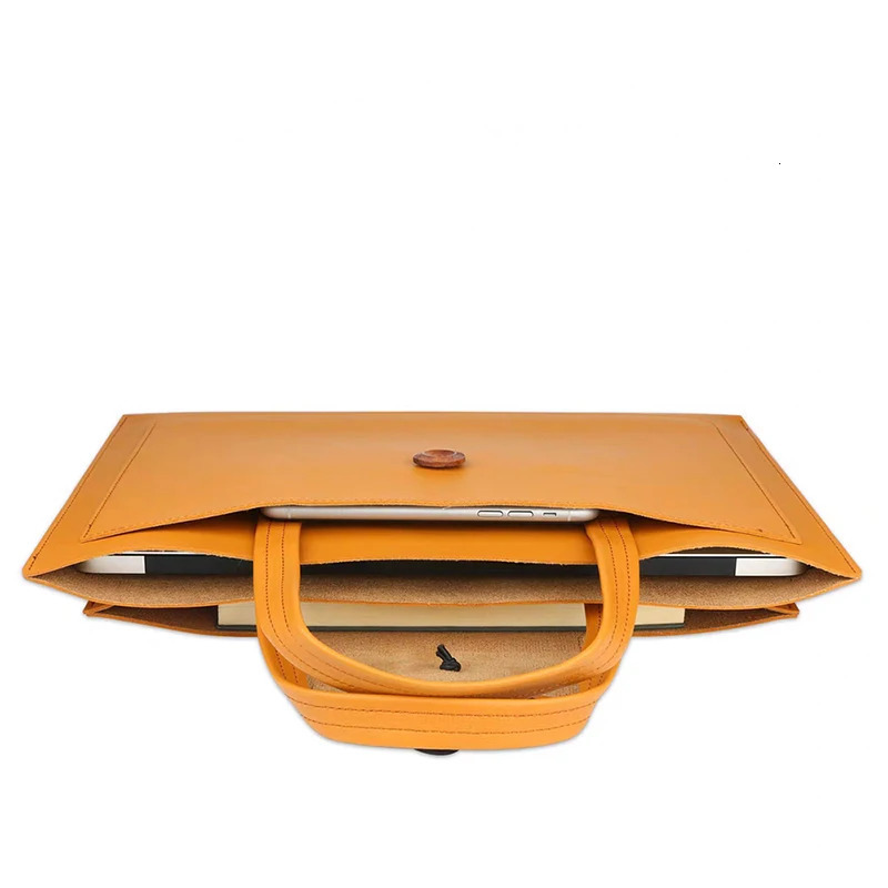 Custom Initials Envelope Laptop Bag Business Leather Student Tablet Computer Portable Waterproof Official Briefcase Handbag 240320