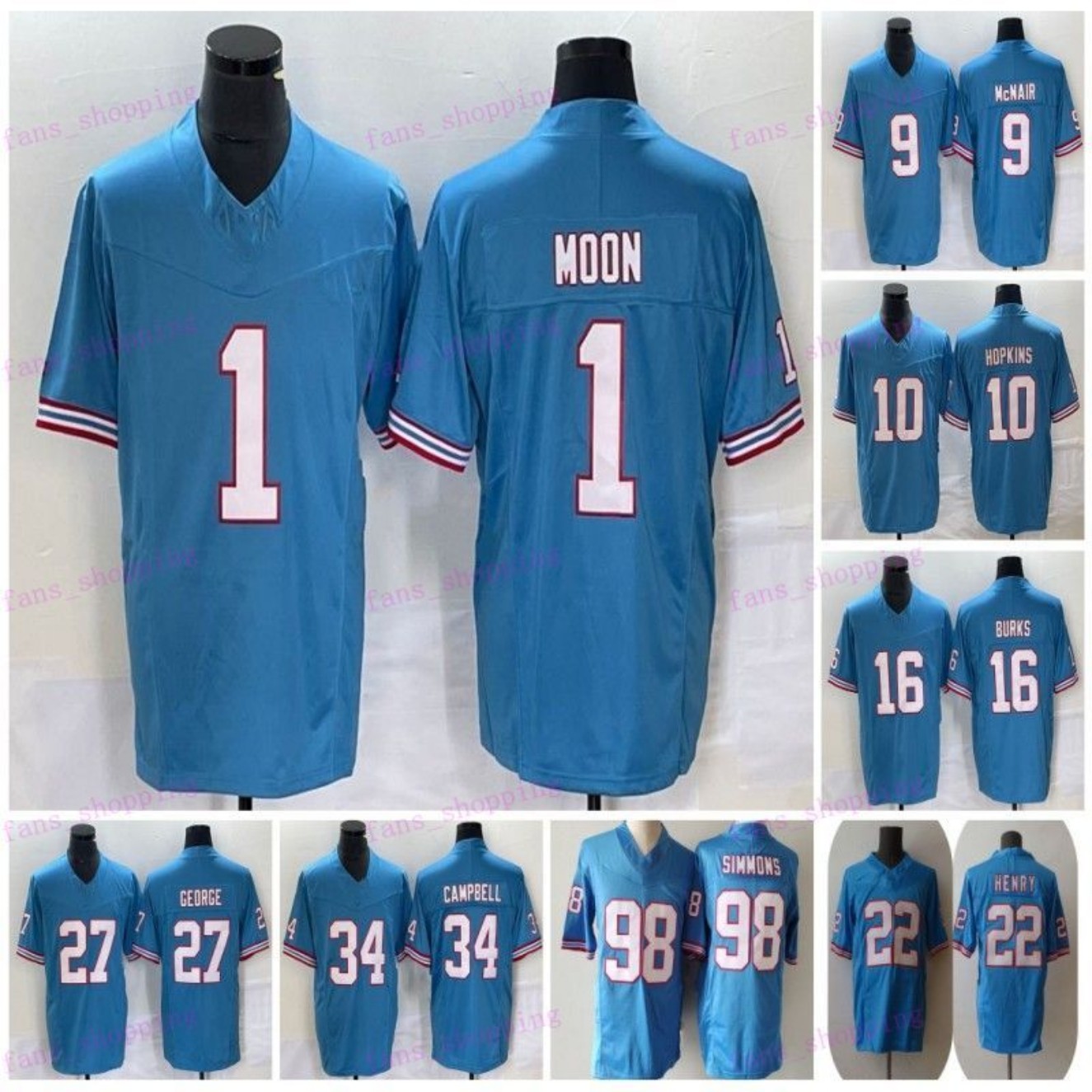 DeAndre Hopkins Derrick Henry Football Jersey Jeffery Simmons Treylon Burks Ryan Tannehill Steve McNair Kevin Byard