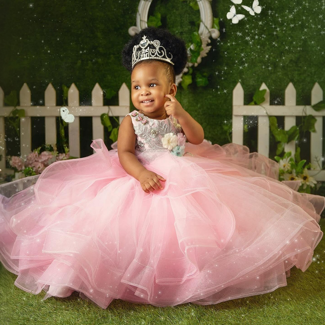 Little Pink Birthday Communication Dress Wer Girls Dresses Tiered Tulle Appliqued Lace Beaded Jewel Kids Gowns For Special Ocns Nf es