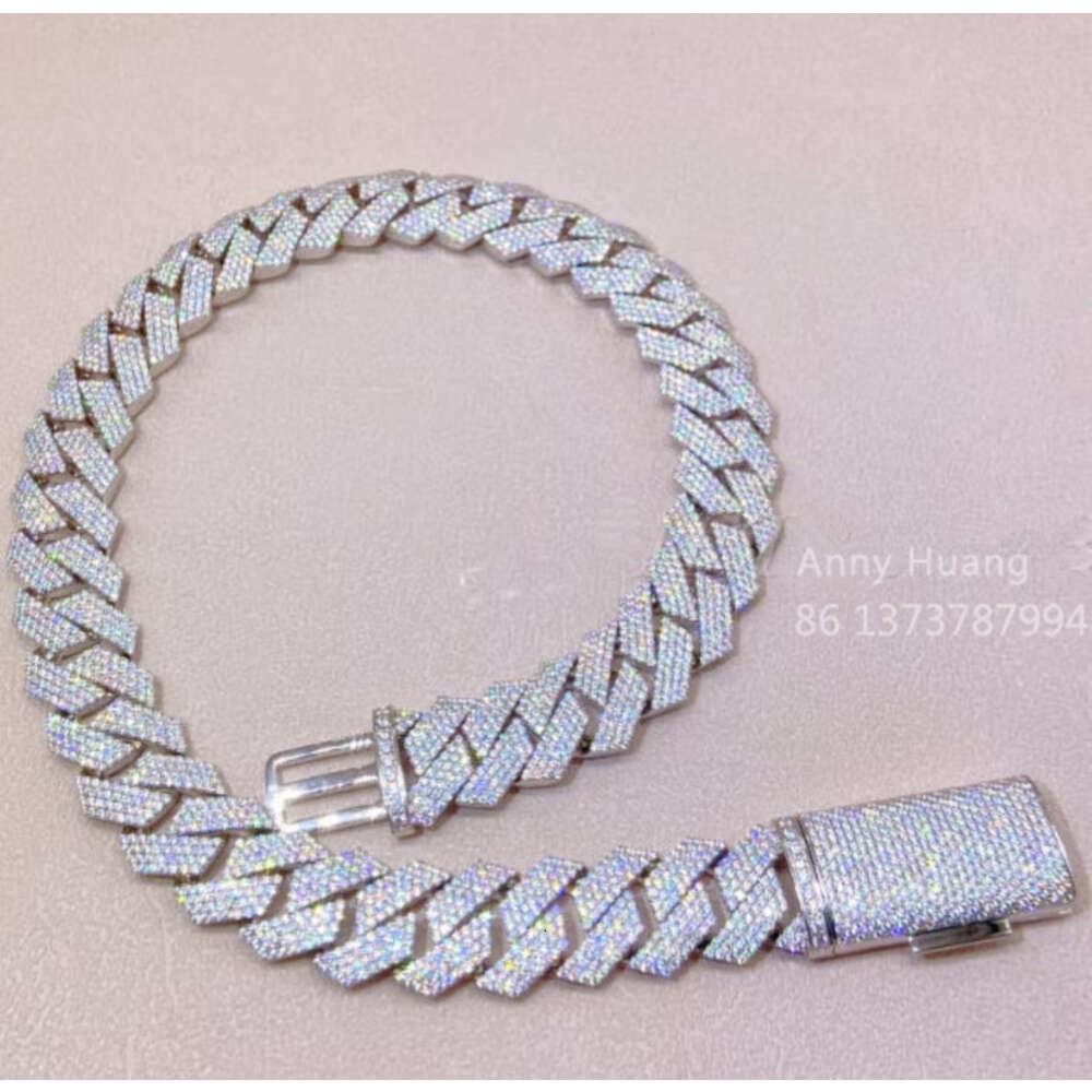 Luxury Newest 10k 14k 18k Solid Gold Iced Out 14mm Vvs Moissanite Diamond Cuban Link Chains Necklace Hip Hop Mens Jewelry