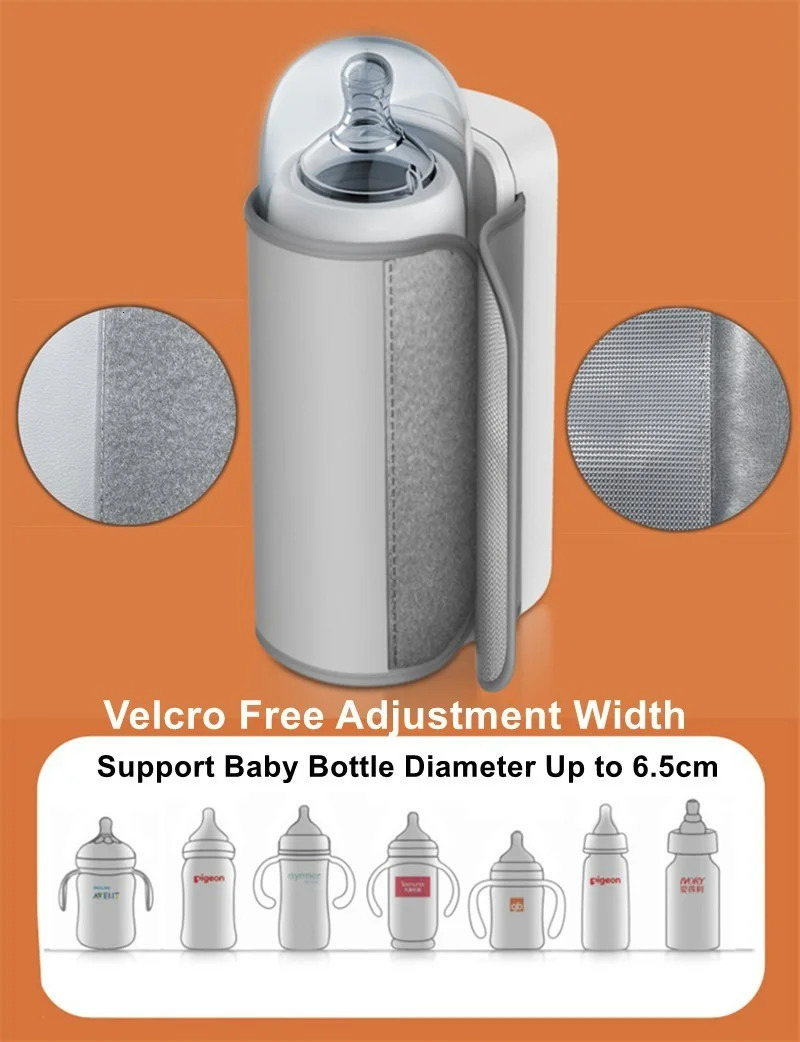 Rechargeable Baby Bottle Warmer 6Levels Temperature Adjustment with Display Breast Sleeve Feeding Accessories 240322