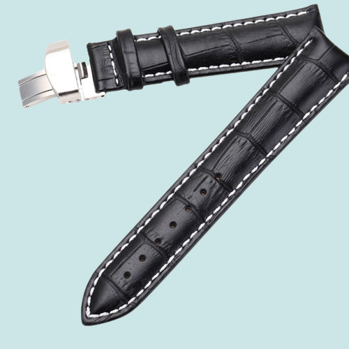 High Quality 18mm 20mm 22mm Black Brown Leather Watch Band Wristwatch Strap Replacement Bracelet Spring Bars Push Button Hidden Cl